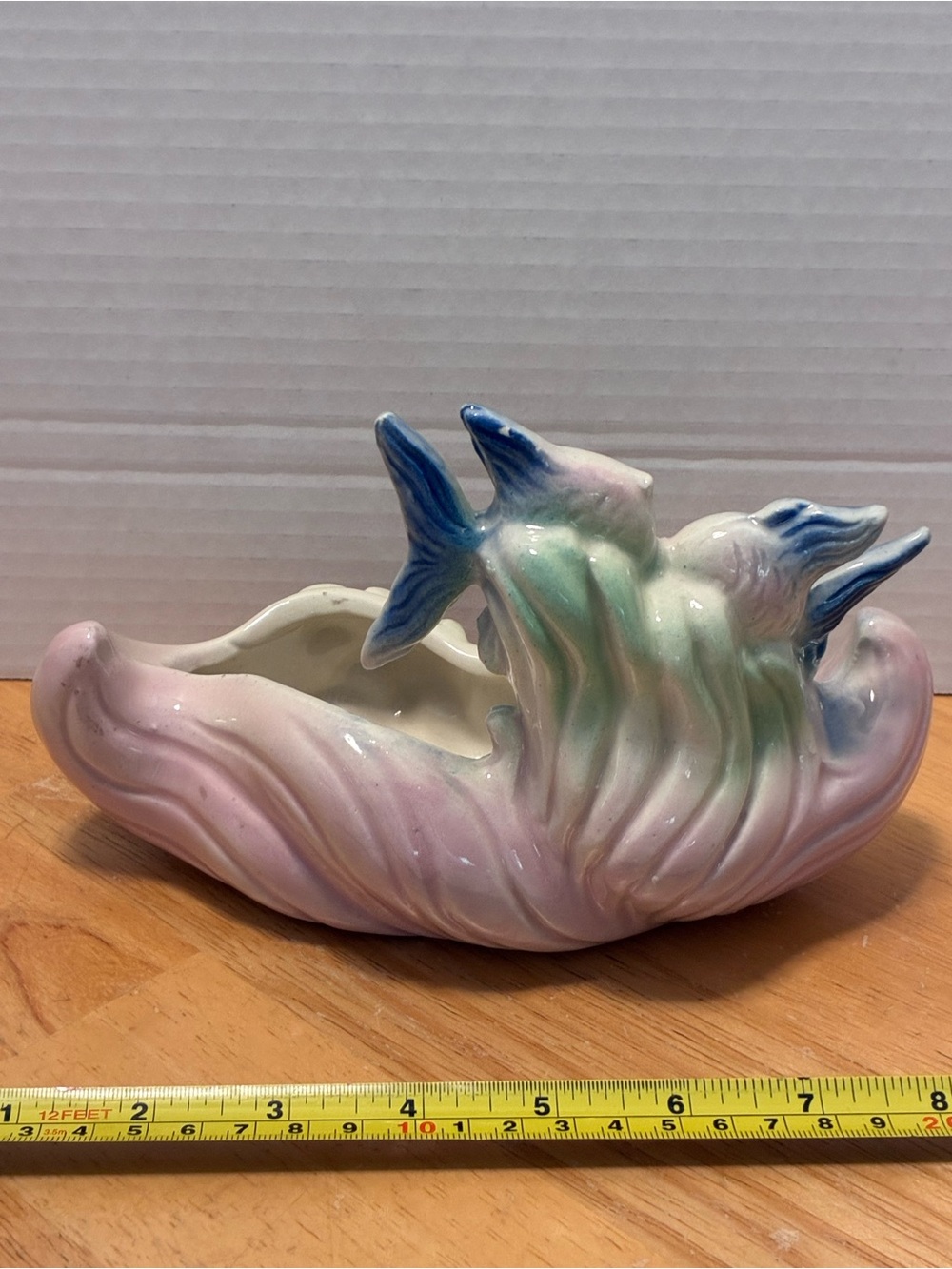 Vintage Pastel Ceramic Kissing Fish Decor - Blue & Pink - Picture 7 of 8